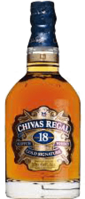 57,95 € Envío gratis | Caja de 6 unidades Whisky Blended Chivas Regal Cristal Reino Unido 18 Años Botellín Miniatura 5 cl