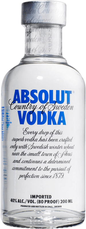 8,95 € Envio grátis | Vodca Absolut Suécia Garrafa Quadril 20 cl