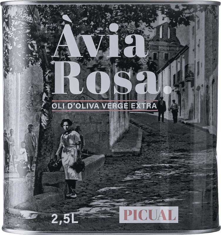 54,95 € Бесплатная доставка | Оливковое масло Oli Avia. Rosa Каталония Испания Picual Большая банка 2,5 L