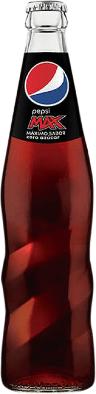 64,95 € Envio grátis | Caixa de 24 unidades Refrigerantes Pepsi Max Zero Espanha Garrafinha Terço 35 cl
