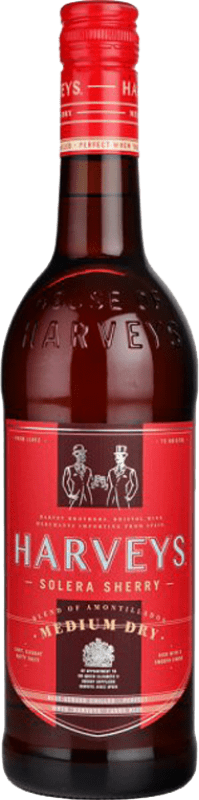 12,95 € Бесплатная доставка | Крепленое вино Harvey's Medium Dry Полусухое Полусладкое D.O. Jerez-Xérès-Sherry Андалусия Испания Palomino Fino бутылка Medium 50 cl