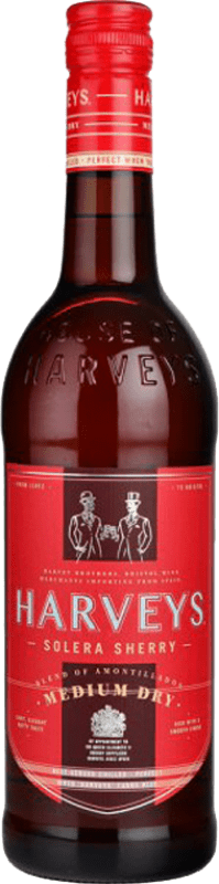 13,95 € Бесплатная доставка | Крепленое вино Harvey's Medium Dry Полусухое Полусладкое D.O. Jerez-Xérès-Sherry Андалусия Испания Palomino Fino бутылка Medium 50 cl