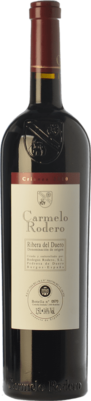49,95 € Spedizione Gratuita | Vino Rosso Carmelo Rodero Crianza — Invecchiato in Botte D.O. Ribera del Duero Castilla y León Spagna Tempranillo, Cabernet Sauvignon Bottiglia Magnum 1,5 L
