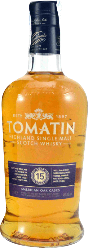 45,95 € Envio grátis | Whisky Single Malt Tomatin American Oak Casks Reino Unido 15 Anos Garrafa 70 cl
