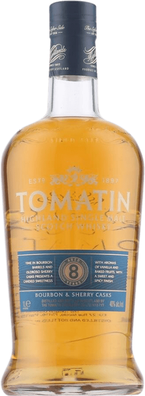 49,95 € Envio grátis | Whisky Single Malt Tomatin 8 Bourbon & Sherry Casks Reino Unido Garrafa 1 L