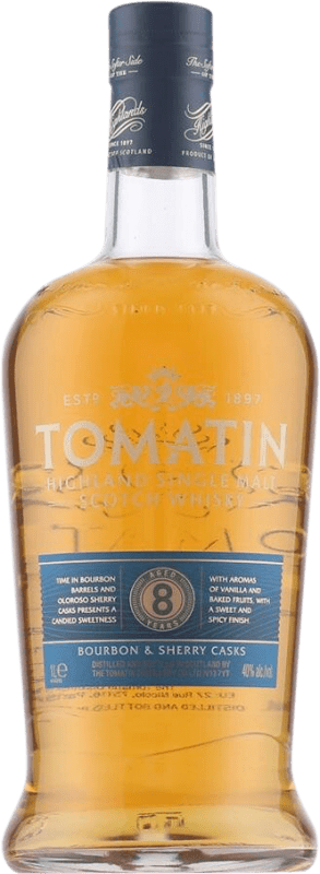 49,95 € Envoi gratuit | Whisky Single Malt Tomatin Bourbon & Sherry Cask Finish — Finition en Fût Royaume-Uni 8 Ans Bouteille 1 L