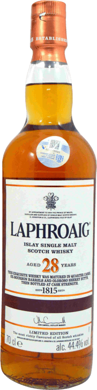 603,95 € Envoi gratuit | Whisky Single Malt Laphroaig Édition Limitée Royaume-Uni 28 Ans Bouteille 70 cl