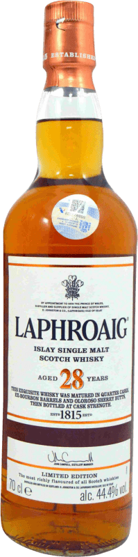 577,95 € Spedizione Gratuita | Whisky Single Malt Laphroaig Limited Edition Regno Unito 28 Anni Bottiglia 70 cl