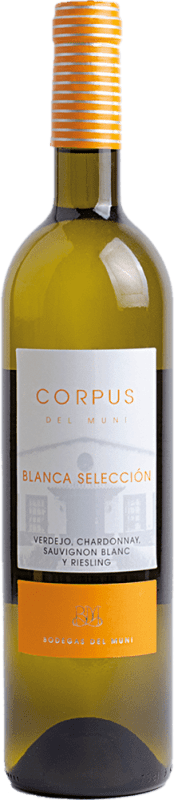 9,95 € 免费送货 | 白酒 Muni Corpus Blanco I.G.P. Vino de la Tierra de Castilla 卡斯蒂利亚 - 拉曼恰 西班牙 Chardonnay, Verdejo, Sauvignon White, Riesling 瓶子 75 cl