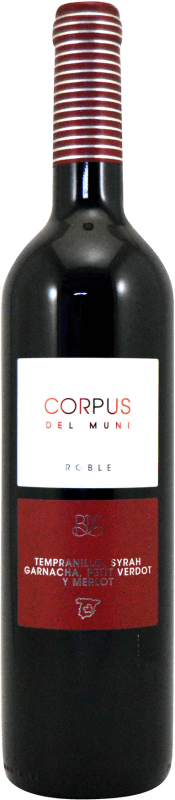 5,95 € Free Shipping | Red wine Muni Corpus Oak I.G.P. Vino de la Tierra de Castilla Castilla la Mancha Spain Tempranillo, Merlot, Syrah, Grenache, Petit Verdot Bottle 75 cl