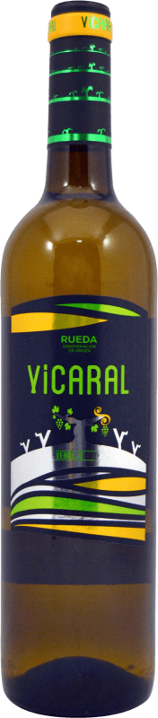 6,95 € Spedizione Gratuita | Vino bianco Vicaral D.O. Rueda Castilla y León Spagna Verdejo Bottiglia 75 cl