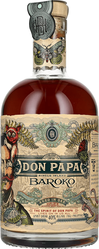 45,95 € 免费送货 | 朗姆酒 Don Papa Rum Baroko 菲律宾 瓶子 70 cl