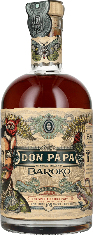 44,95 € 免费送货 | 朗姆酒 Don Papa Rum Baroko 菲律宾 瓶子 70 cl