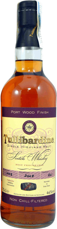 76,95 € Kostenloser Versand | Whiskey Single Malt Tullibardine Port Wood Finish Großbritannien Flasche 70 cl