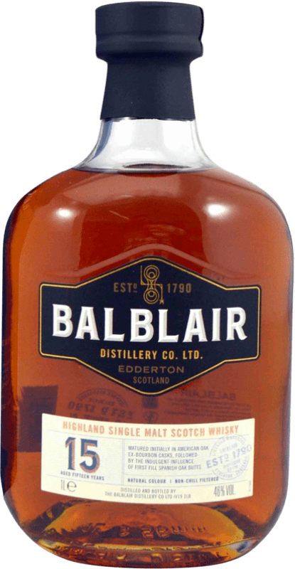 84,95 € Spedizione Gratuita | Whisky Single Malt Balblair Regno Unito 15 Anni Bottiglia 1 L