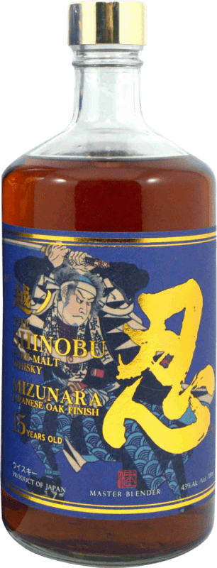 198,95 € Free Shipping | Whisky Single Malt Shinobu Mizunara Japan 15 Years Bottle 70 cl