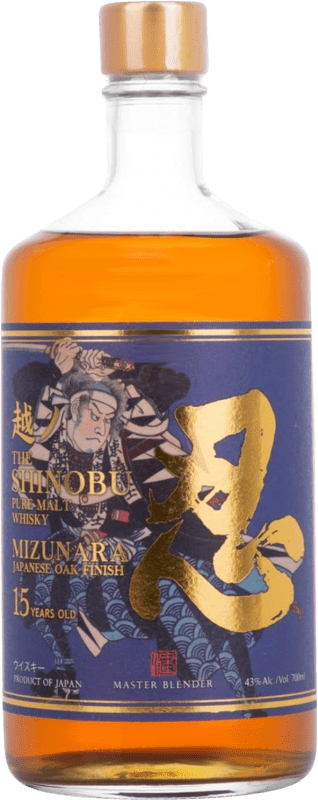 205,95 € Envío gratis | Whisky Single Malt Shinobu Mizunara Japón 15 Años Botella 70 cl