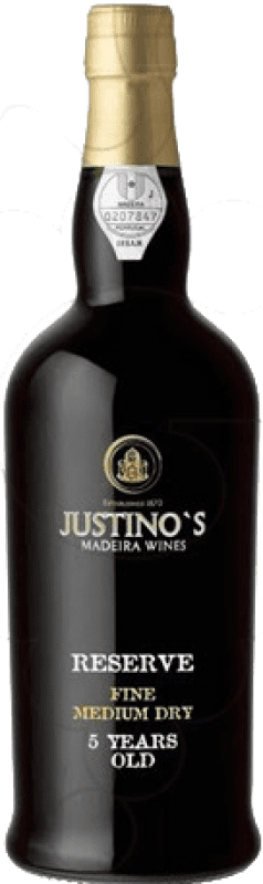 18,95 € Spedizione Gratuita | Vino fortificato Justino's Madeira Fine Medium Dry I.G. Madeira Portogallo Negramoll 5 Anni Bottiglia 75 cl