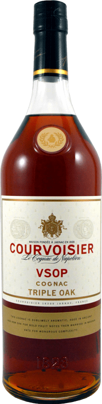 68,95 € Envío gratis | Coñac Courvoisier V.S.O.P. Triple Oak A.O.C. Cognac Francia Botella 1 L