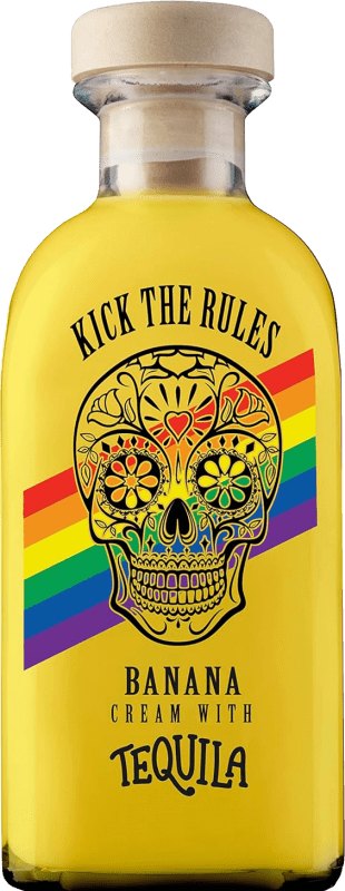 15,95 € Envío gratis | Tequila Lasil Kick The Rules Crema de Banana con Tequila Pride Edition España Botella 70 cl