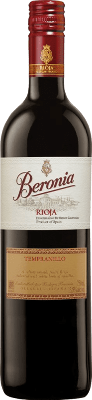 12,95 € 免费送货 | 红酒 Beronia 年轻的 D.O.Ca. Rioja 拉里奥哈 西班牙 Tempranillo 瓶子 75 cl